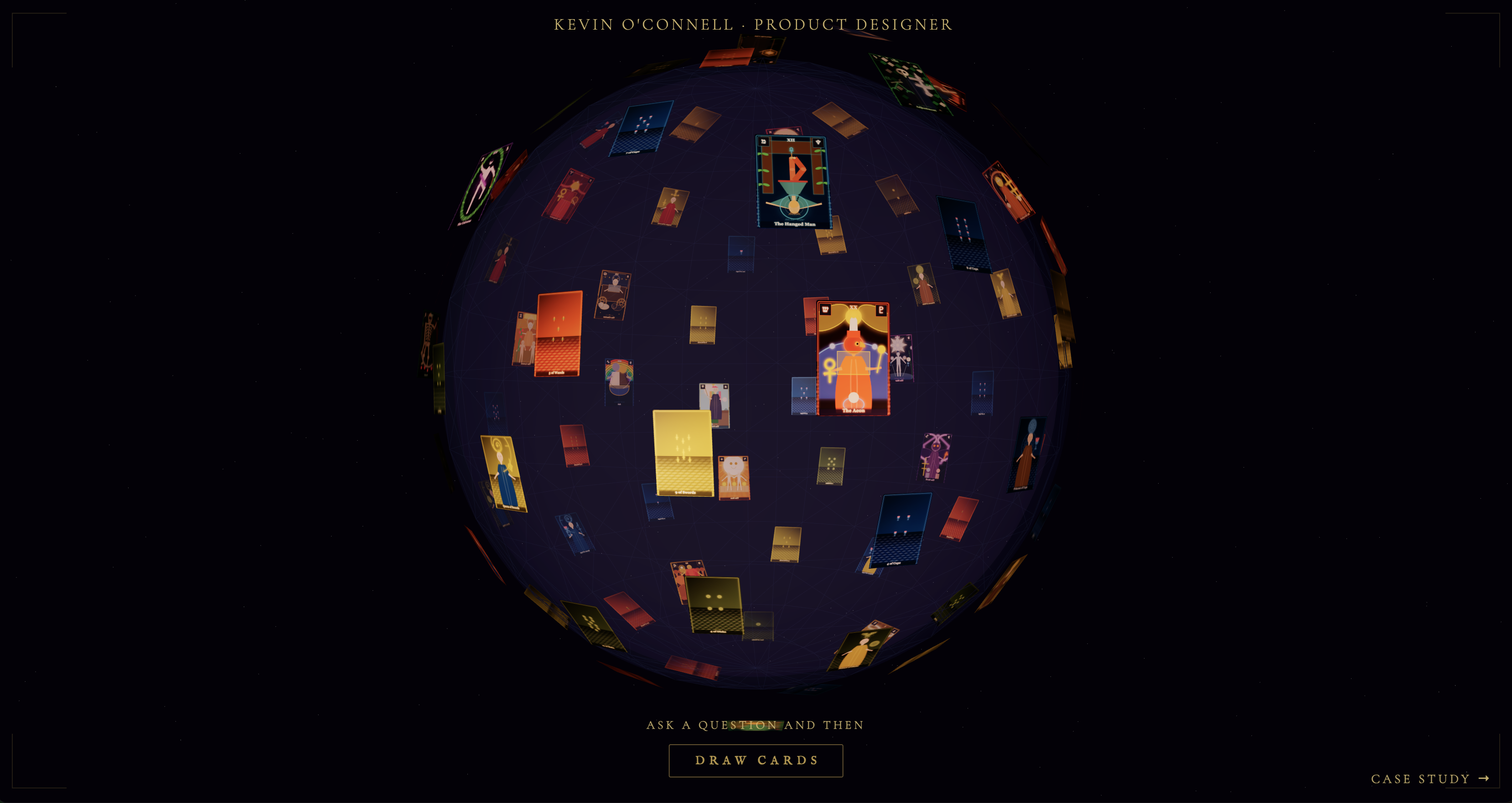 The Tarot Sphere — all 78 cards on a rotating globe